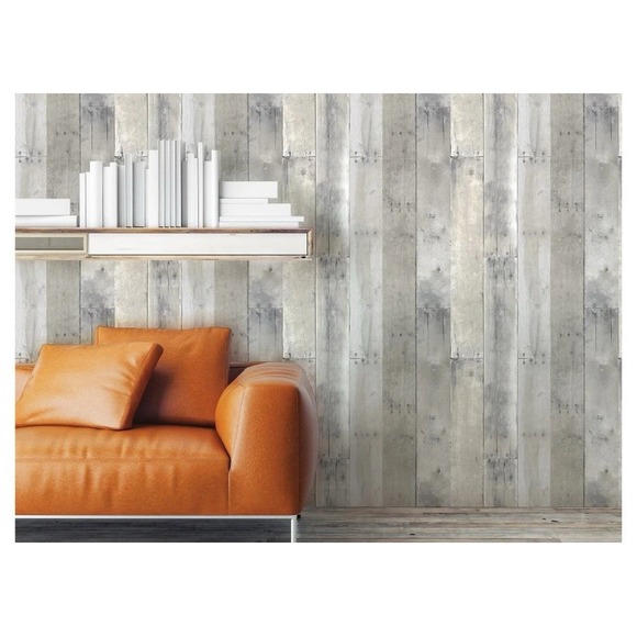 Reclaimed Wood Peel & Stick Wallpaper Gray - Threshold Made In USA 27.5 Coverage - Picture 7 of 9